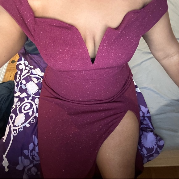 Wine Sparkly Prom Dress - Picture 5 of 7